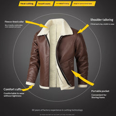 Fleece Lined Extra Thick Leather And Fur Jacket