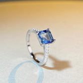 Natural Blue Crystal Ring S925 Sterling Silver