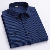 Mens Spring Blue-Striped Long-Sleeve Work Shirt