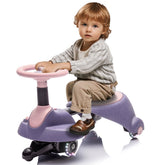 6V Kids Ride On Electric Wiggle Car,Flashing Shock Absorbing PU Wheels For Effective Floor Protection,Retractable,Steering Wheel Rotates 360,Bluetooth,Provide A Speed Of 3.11MPH For Kids Aged 3