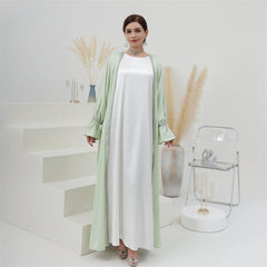 Modest Abaya Beads Muslim Women Open Cardigan Maxi Dresses Turkey Arab Robe Islamic Dubai Eid Party Femme Kaftan Kimono Jalabiya