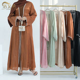Muslim Abaya for Women Eid Dress 2 Piece Set Diamond Morocco Ramadan Lace-up Abayas Kaftan Islam Cardigan Dubai Arab Long Robe