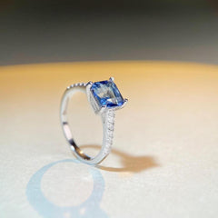 Natural Blue Crystal Ring S925 Sterling Silver