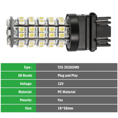 10Pcs/Kit LED Car Light Bulbs 760lm T25 3528SMD 6000K Pure White Auto Lamps Replacement