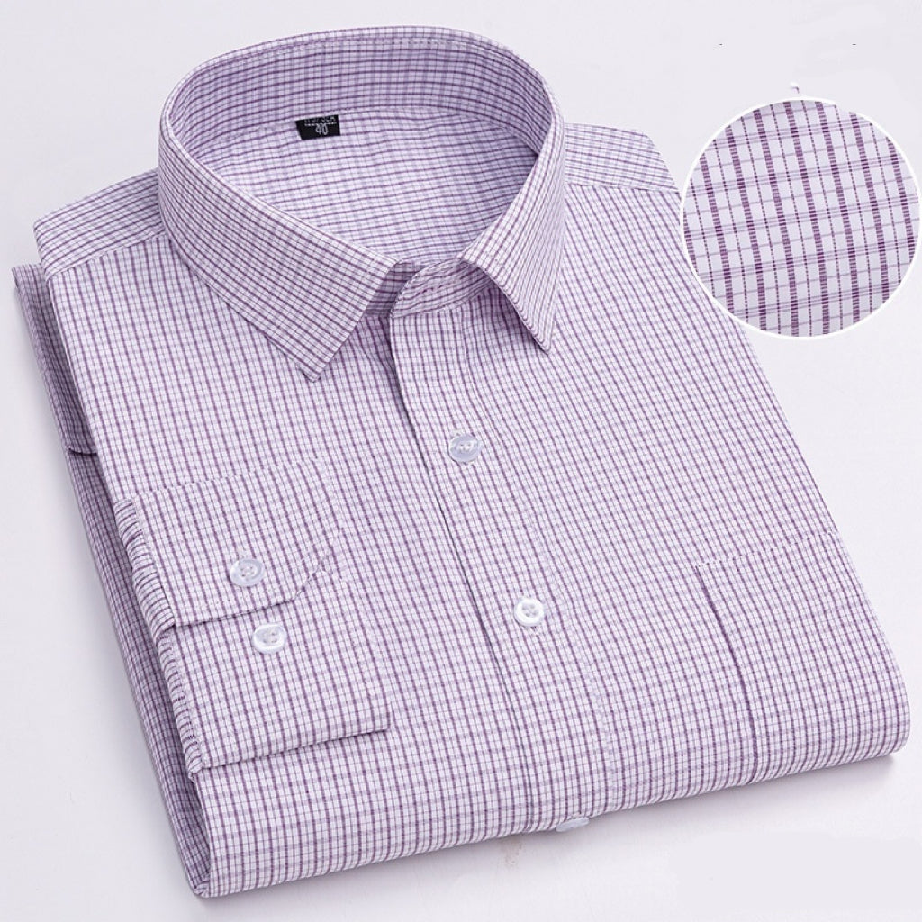 Men's Plaid Long-Sleeve Lightweight Casual Shirt For Middle-Aged And Elderly Men