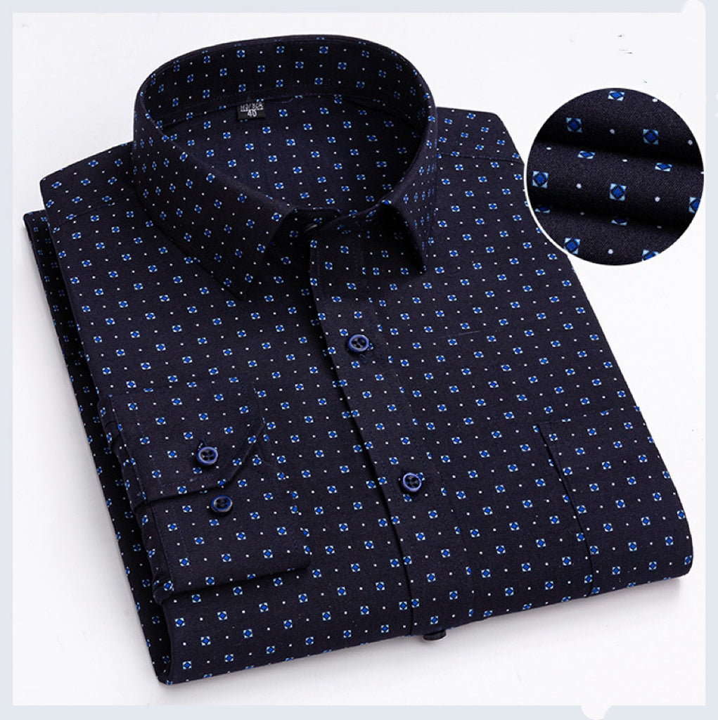 Men's Plaid Long-Sleeve Lightweight Casual Shirt For Middle-Aged And Elderly Men