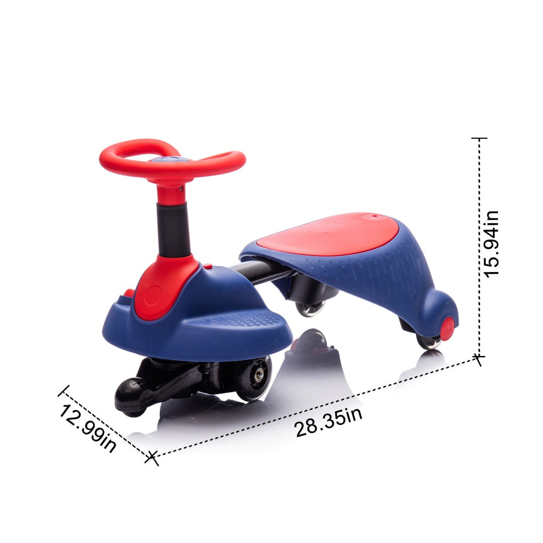 6V Kids Ride On Electric Wiggle Car,Flashing  Shock Absorbing PU Wheels For Effective Floor Protection,Retractable,Steering Wheel Rotates 360,Bluetooth,Provide A Speed Of 3.11MPH For Kids Aged 3