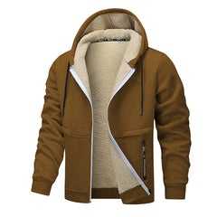 Casual Hoodies For Men Heavyweight Fleece Sweatshirt Winter Thick Sherpa Lined Hooded Zipper Jacket Thick Streetwear Coats