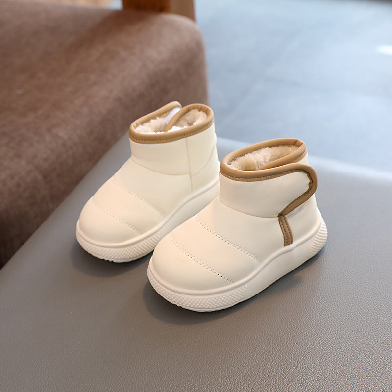 Winter Solid Color Children's Shoes Plus Velvet Snow Boots