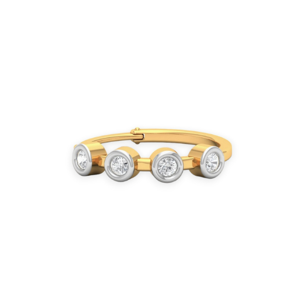18K Solid Gold Four Bezel Setting Diamond Nose Ring