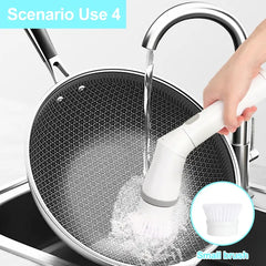 IAGREEA Shower Scrubber With 6 Replaceable Brush Heads, IPX6 Waterproof Cordless Power Cleaning Brush With Adjustable Extension Handle, Rotating Brush Shaft, And 2-speed Shower Cleaner For Cleaning