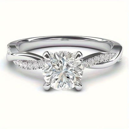 Silver Plated Moissanite Inspired Engagement Ring