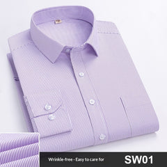Mens Spring Blue-Striped Long-Sleeve Work Shirt