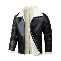 Fleece Lined Extra Thick Leather And Fur Jacket
