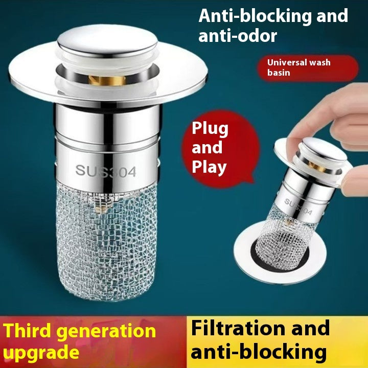 Wash Basin Drain Cap Filter Washbasin Sink Drainer Deodorant Mesh Basin Universal