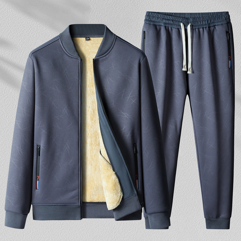 Mens Stand-Up Collar Sportswear Casual Two-Piece Set