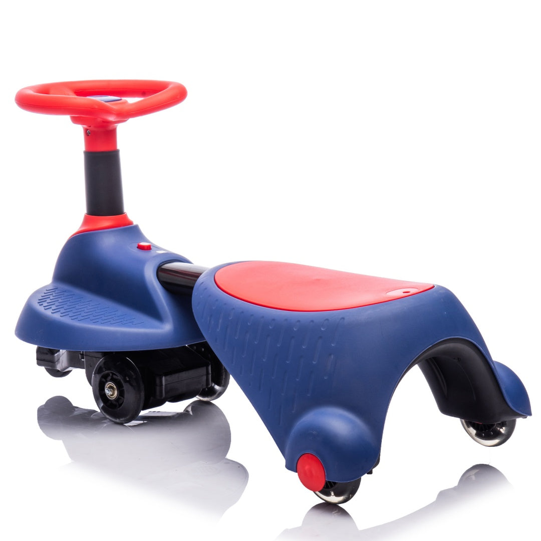 6V Kids Ride On Electric Wiggle Car,Flashing  Shock Absorbing PU Wheels For Effective Floor Protection,Retractable,Steering Wheel Rotates 360,Bluetooth,Provide A Speed Of 3.11MPH For Kids Aged 3