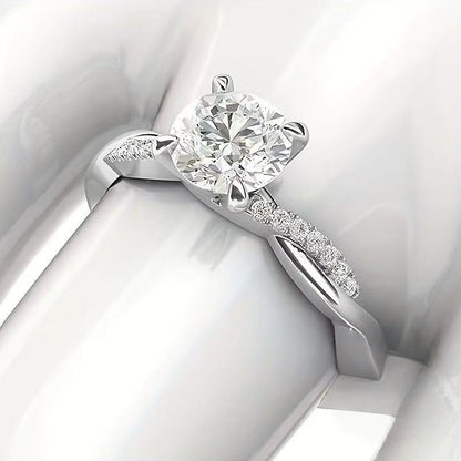 Silver Plated Moissanite Inspired Engagement Ring