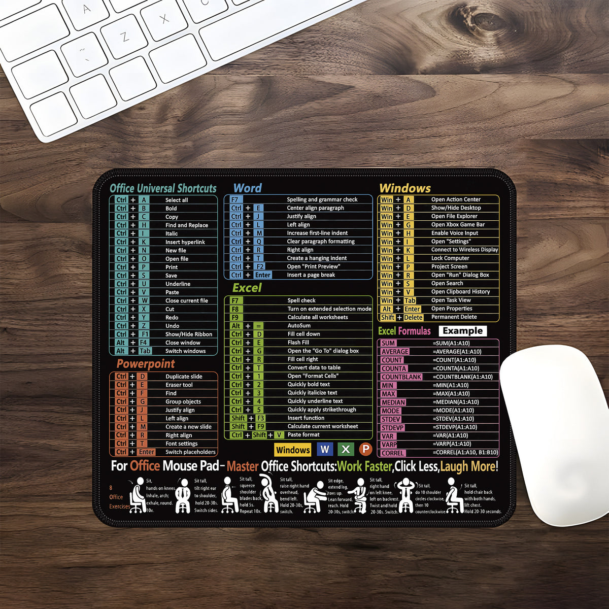 Excel English Shortcut Keys Cross-Border Mouse Pad Customized Ip Office Large Computer Notebook Special Small Table Pad