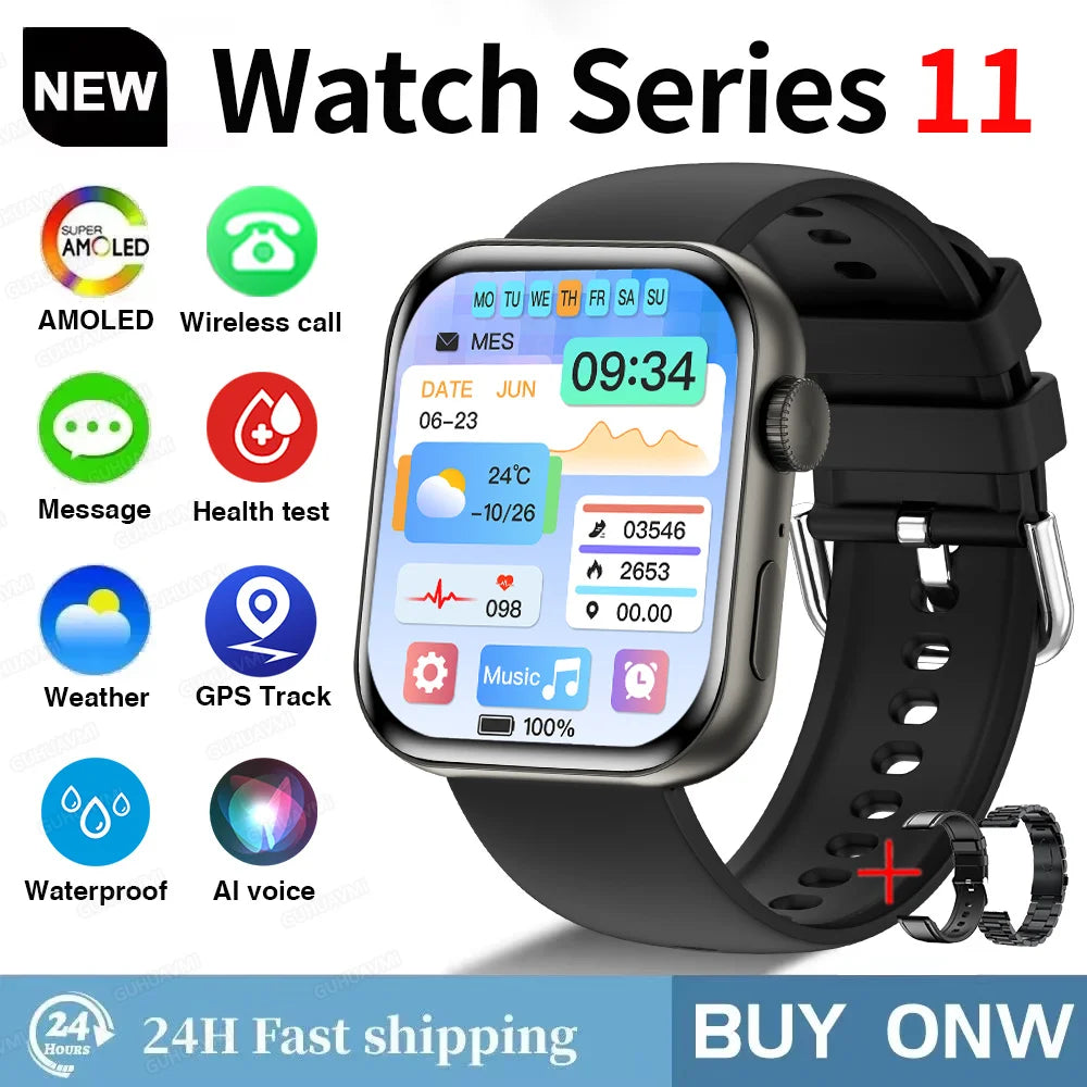 Global Version IOS Original Series Watch S11 Bracelet HD AMOLED Display Smartwatch Call GPS Waterproof Sports Watches Men Woman