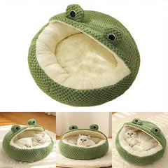 Winter Cat Cave Bed Adorable Frog Shape Pet Nest Comfortable Breathable Warmth Sleeping Beds Cat Accessories for All Seasons