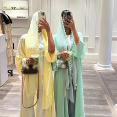 Eid Women Abaya Hijab Set Lace Dress Jalabiya Ramadan Party Dresses Muslim Morocco Cardigan Robe Dubai Abayas Kaftan Vestidos