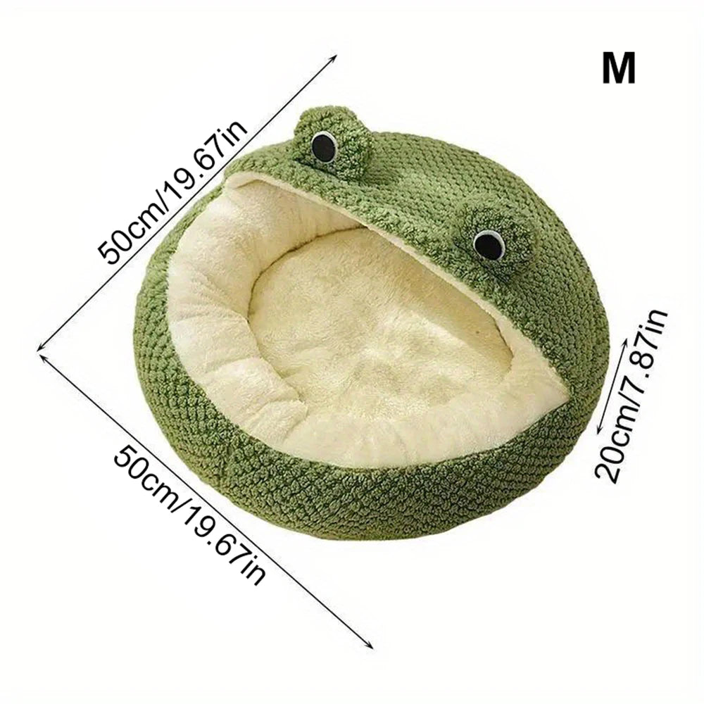 Winter Cat Cave Bed Adorable Frog Shape Pet Nest Comfortable Breathable Warmth Sleeping Beds Cat Accessories for All Seasons