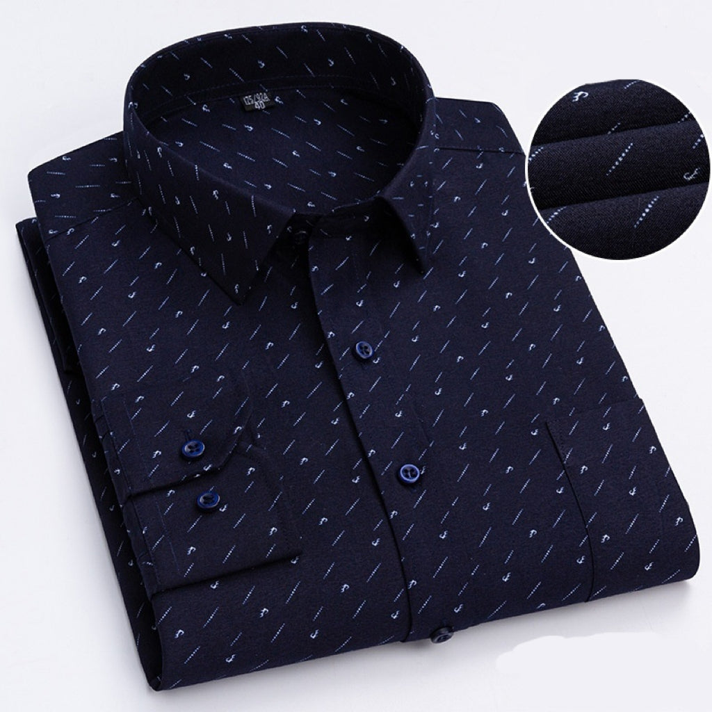 Men's Plaid Long-Sleeve Lightweight Casual Shirt For Middle-Aged And Elderly Men
